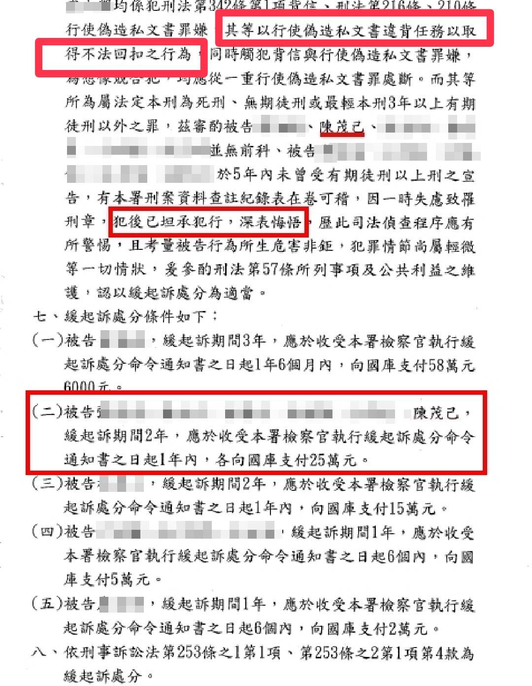 圖片說明：里長陳茂己受訪時堅不承認收回扣一事，慘遭投訴爆料者所提供的判決書打臉。