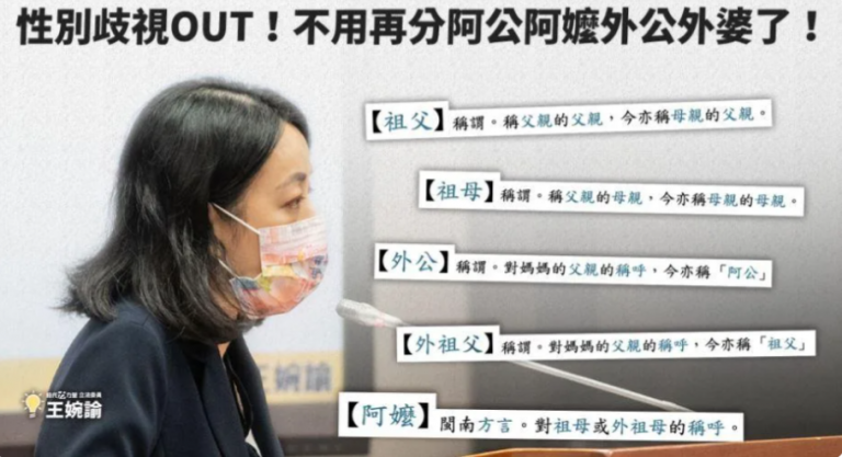 圖片說明：時代力量不分區立委王婉瑜去年質詢時，請教育部改善有關性別歧視的字眼。