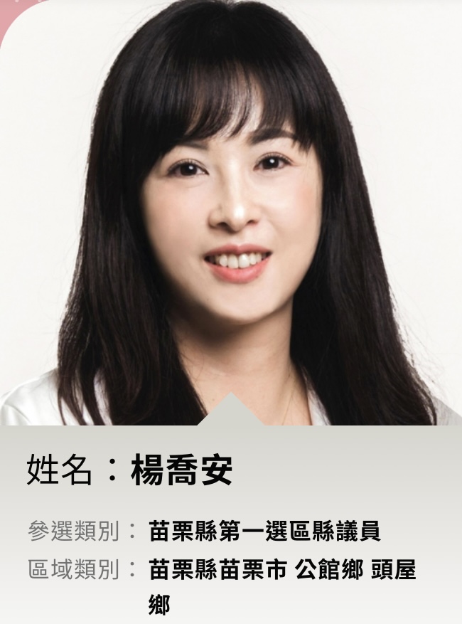 圖片說明:2021年底前民眾黨員朱哲成爆料,民眾黨苗栗縣第一選區議員提名人楊喬安曾違反政府採購法。(圖/翻攝自民眾黨官網)