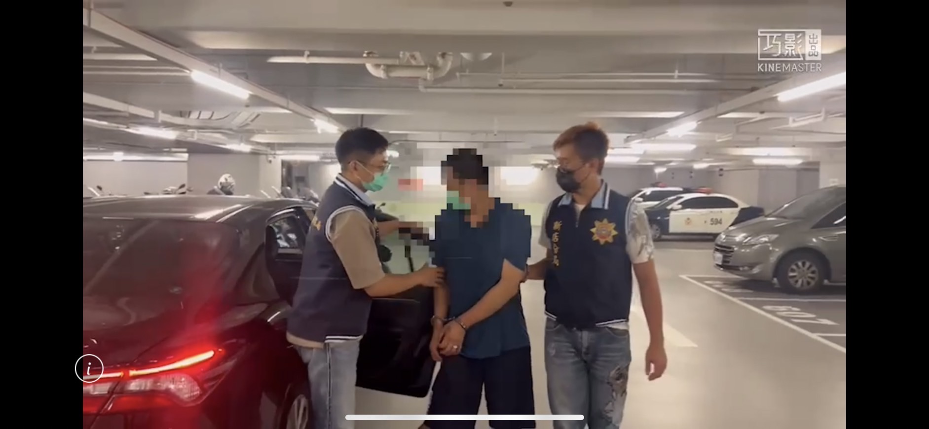 圖片說明:新店警終將衝撞警車毒蟲逮捕歸案。(記者戴昱弘翻攝)