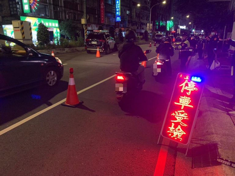 圖片說明:中和警於轄區重點路段加強取締臨檢。(記者徐煜勝翻攝)