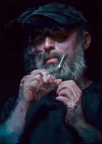 圖片說明：藝術家尤瑋毅作品認真地老去 150X100cm 油彩畫布 2022。(圖/ 尤瑋毅/提供)