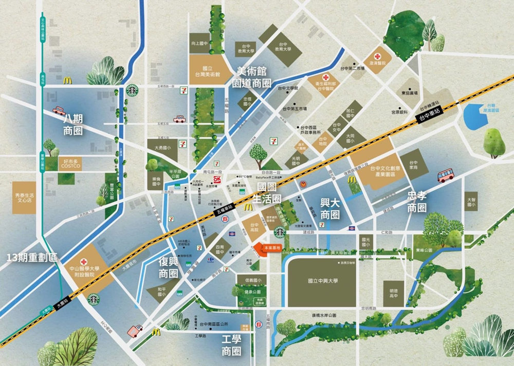 富宇上和苑基地周邊介紹。(圖/富宇建設提供)