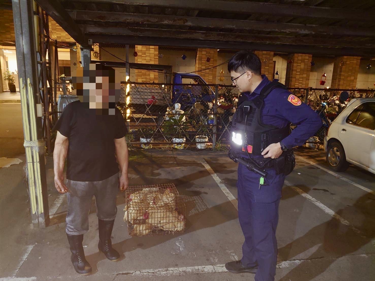 海山警通知載運司機領回掉落的雞。(記者戴昱弘翻攝)