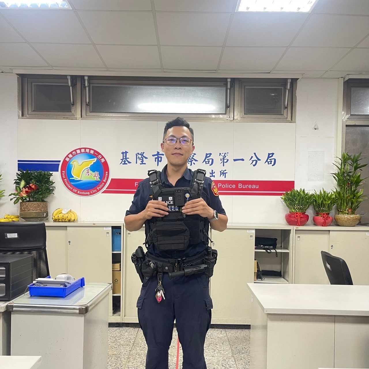 第一分局南榮路派出所警員邱柏文。（記者薛秀蓮翻攝）