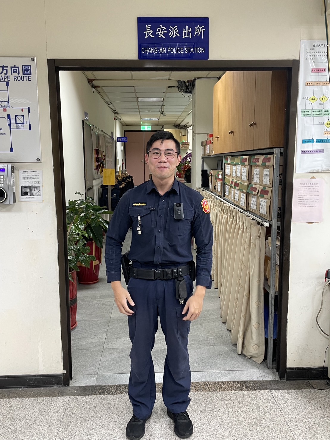 北投分局長安派出所警員施廷岳。(記者薛秀蓮翻攝)