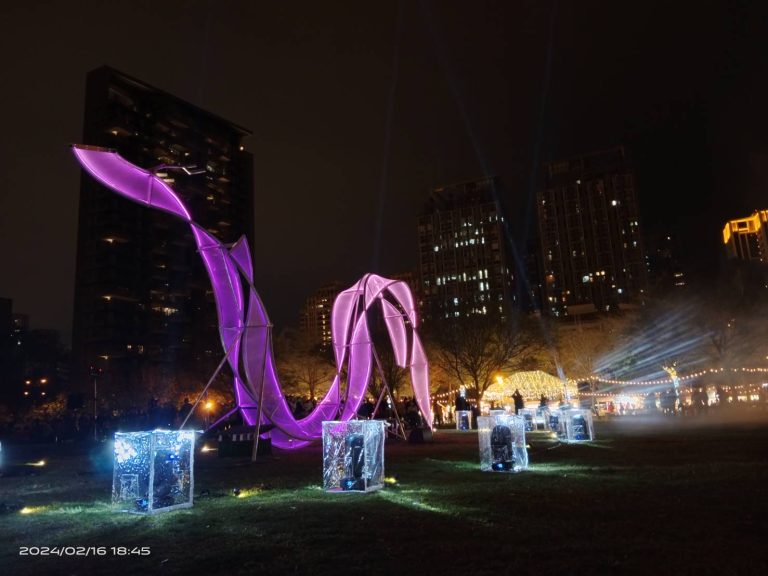 竹北燈會炫爛奪目的主燈天光漫舞。( 圖/記者黃溎芬拍攝)