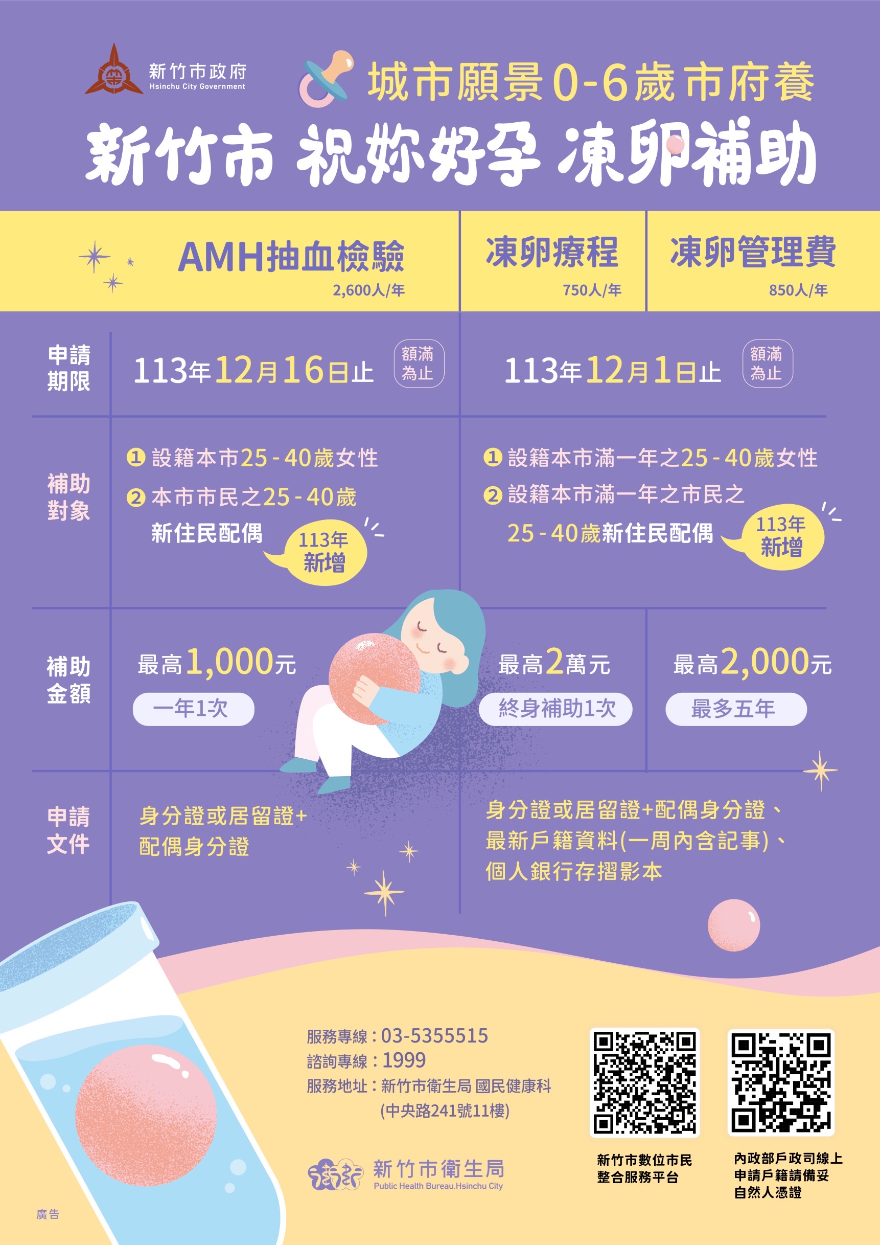 祝妳好孕凍卵補助計畫。(圖/衛生局提供)