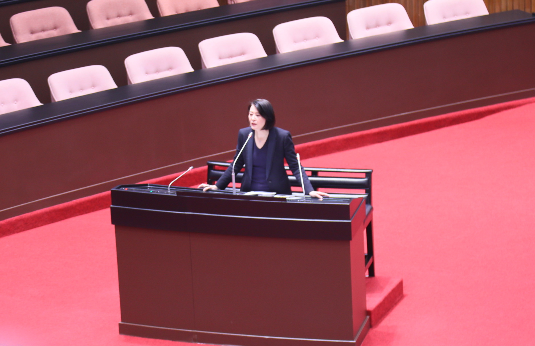 王鴻薇在立院總質詢時,痛批陳建仁和王美花不要再說謊!人民聽夠謊言了!(記者 包克明攝)