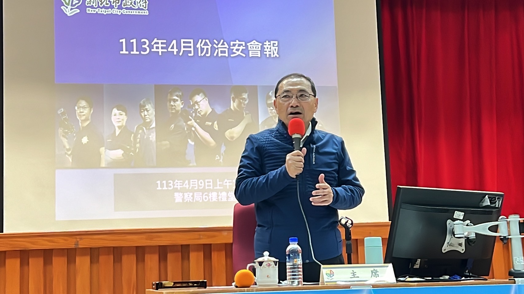 市長致詞提及本(113)年1月至3月24日共計攔阻金額達新臺幣1億8,576萬元,感謝警察局結合金融機構共同守護民眾財產犯罪。(記者徐煜勝翻攝)