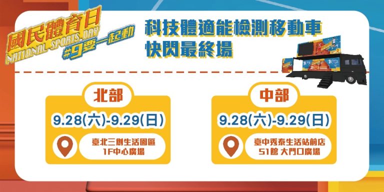 國民體育日科技體適能檢測移動車巡迴活動即將進入最後階段。（圖/教育部體育署提供）