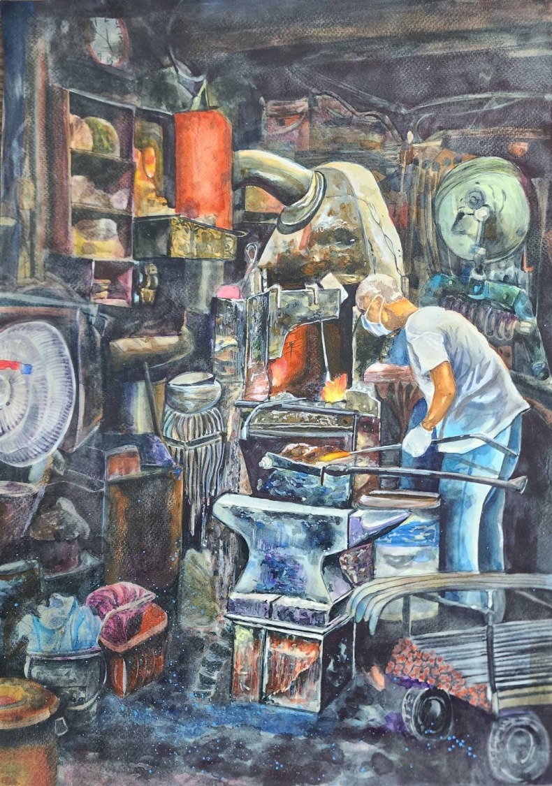 劉亭妤同學作品：淬煉--榮獲7-9年級特優獎。（圖/記者黃溎芬翻攝）