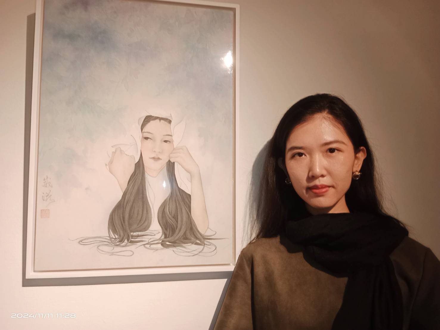 倫敦藝術大學繪畫碩士許崴滋,追求自我意識的詮釋和描繪。(圖/記者黃溎芬攝影)