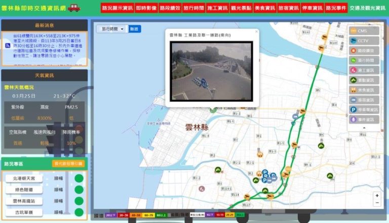 雲林縣警察局透過閉路監視器(CCTV)等智慧監控系統,建置《雲林縣即時交通資訊網》。(圖/記者葉子綱翻攝)