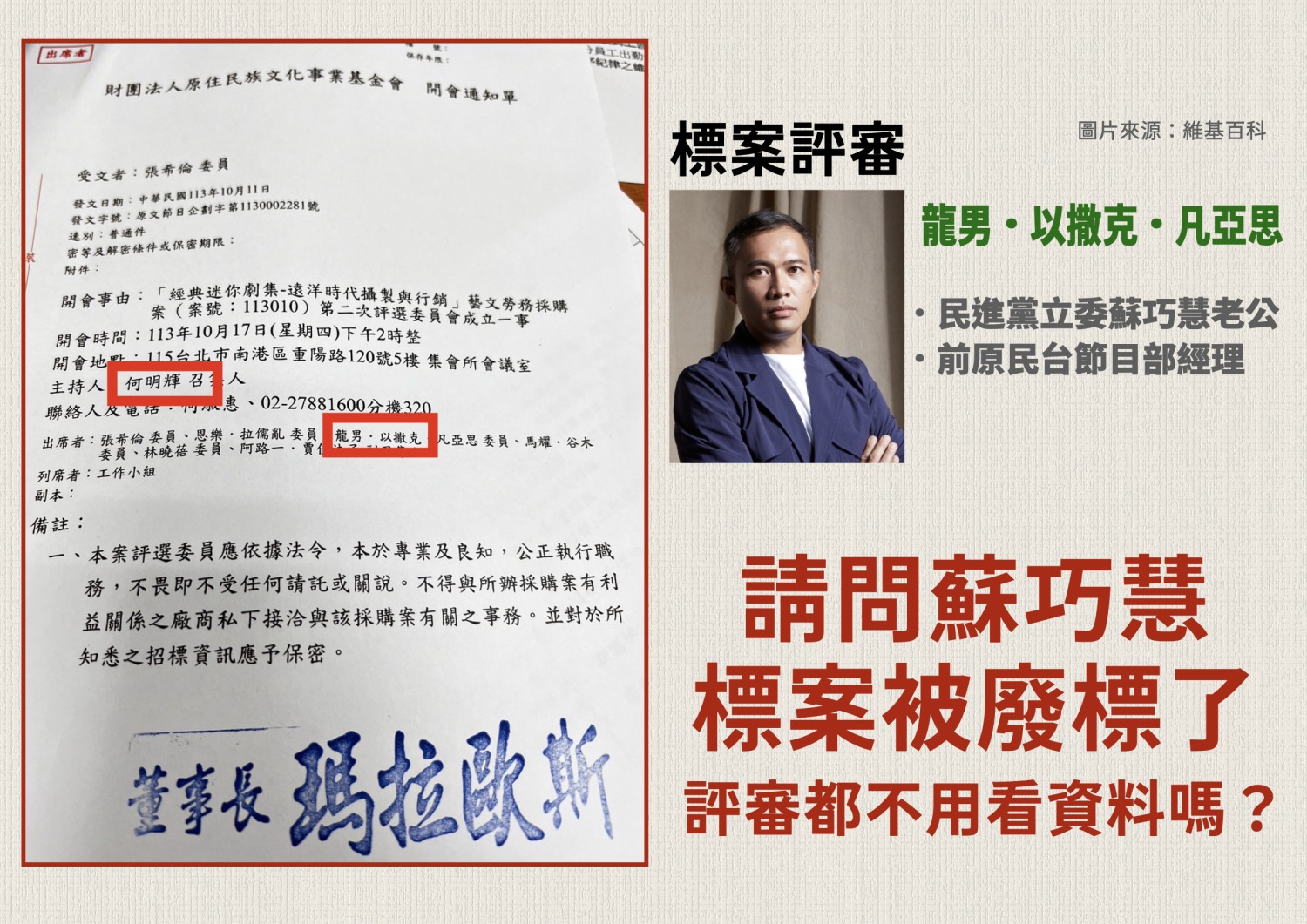 王鴻薇痛批,喇外.達賴跟沃土影像製作公司,竟然用同一套劇本,在國家標案賣兩次。(圖/王鴻薇國會辦公室)