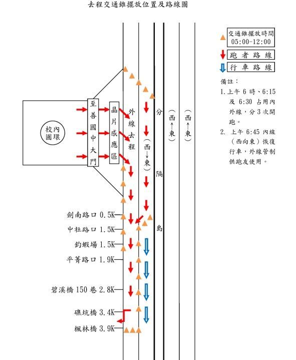 去程交通管制時段與路段如圖。(圖/記者 黃荷琇翻攝)