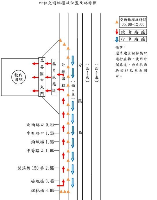 回程交通管制時段與路段如圖。(圖/記者 黃荷琇翻攝)