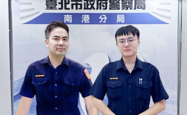 南港所警員林柏鈞(左)、林暐倫(右)。(圖/記者薛秀蓮 翻攝)