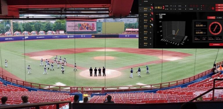 工研院「棒球電腦視覺數據捕捉技術」，整合多項功能，攜手光禾感知科技導入台北市立天母棒球場，展現臺灣運動科技產業化成果。（圖/工研院提供）