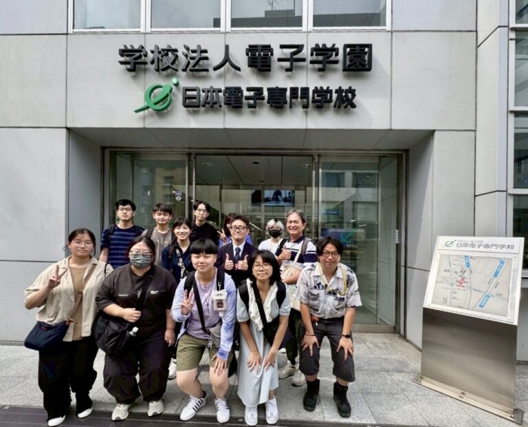明新科大多媒體系學生暑假期間前往日本交流，在東京的日本電子專門學校體驗與學習3D動畫與互動科技實務。（圖/明新科大提供）