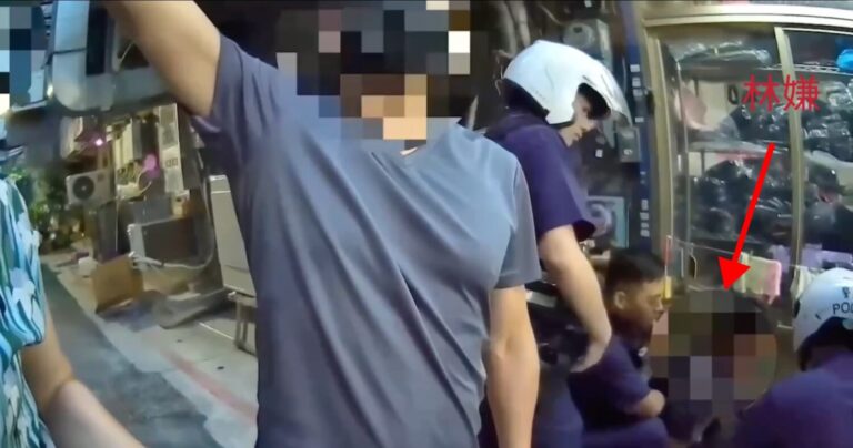 員警到場制服犯嫌畫面。（記者 趙靜姸翻攝）