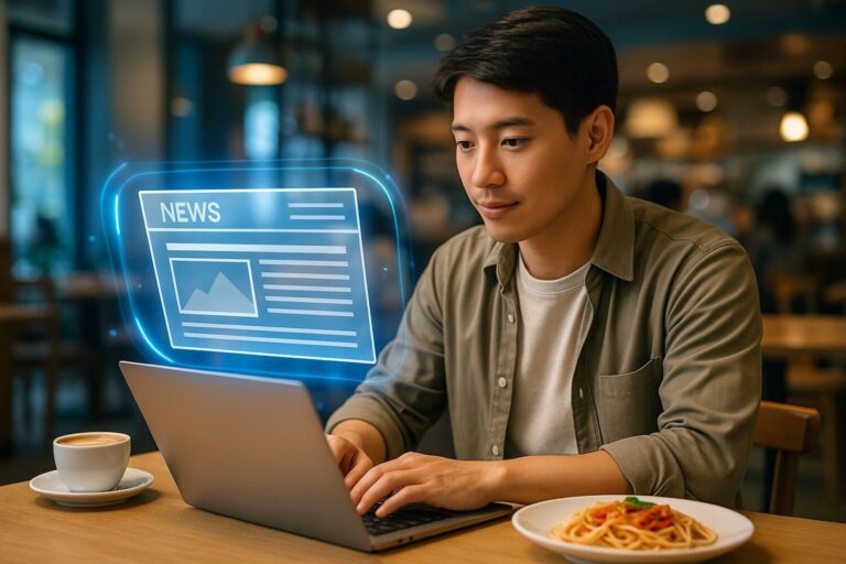 AI 新聞功能用手機或電腦都可以操作，一步讓你的餐廳登上新聞平台。(圖/業者 提供)