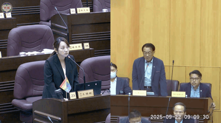 桃園市議員王珮毓(左)、桃園市交通局長張新福(右)。(圖/桃園市議會直播)