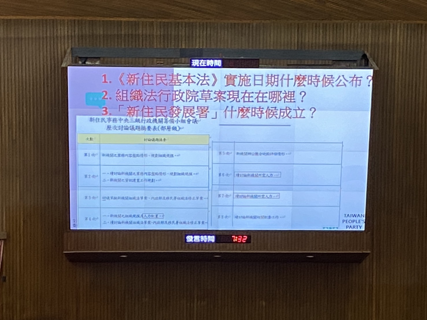 麥玉珍揭露,她自2月起多次要求內政部與移民署提供籌備資料,卻兩度遭到敷衍回覆。(記者包克明 攝)