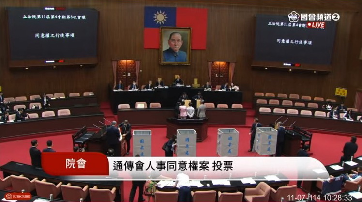 立法院院會今日上午進行國家通訊傳播委員會(NCC)人事同意權案記名投票。(圖/國會頻道)