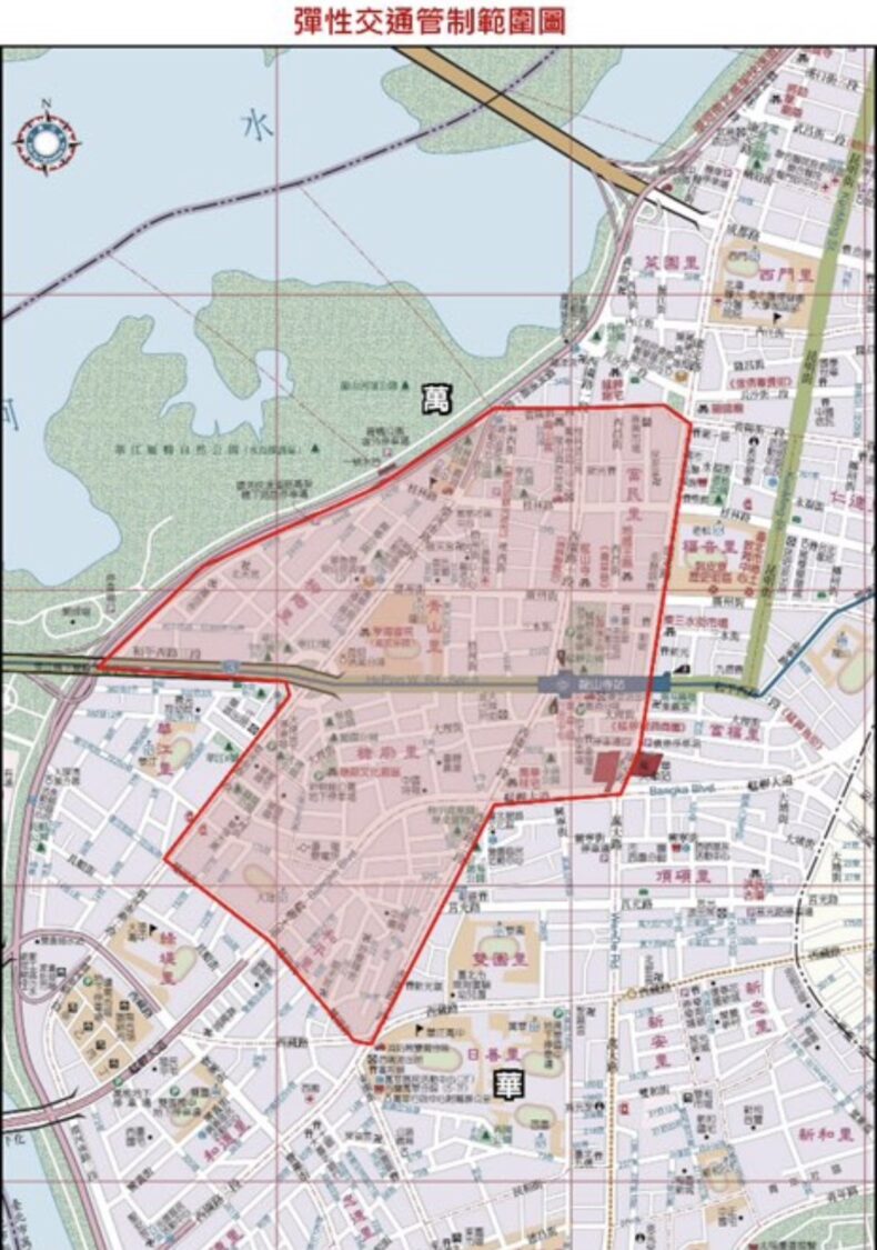 北港媽祖北上贊境繞境活動交通管制範圍圖。