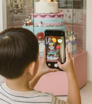 遊客使用手機體驗 AR 導覽。(圖/彼緹娃 提供)