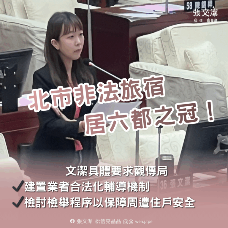 北市非法旅宿居六都之冠,台北市議員張文潔批觀傳局輔導合法零作為。(翻攝畫面)
