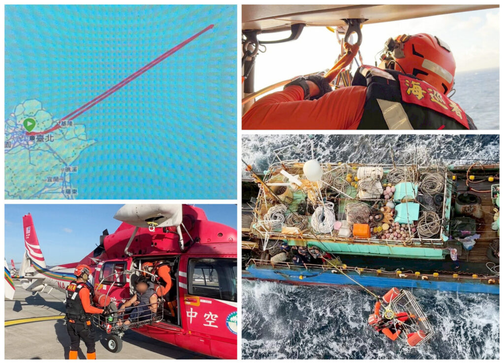 海巡空勤吊掛成功救援越南籍船員。(海巡署提供)