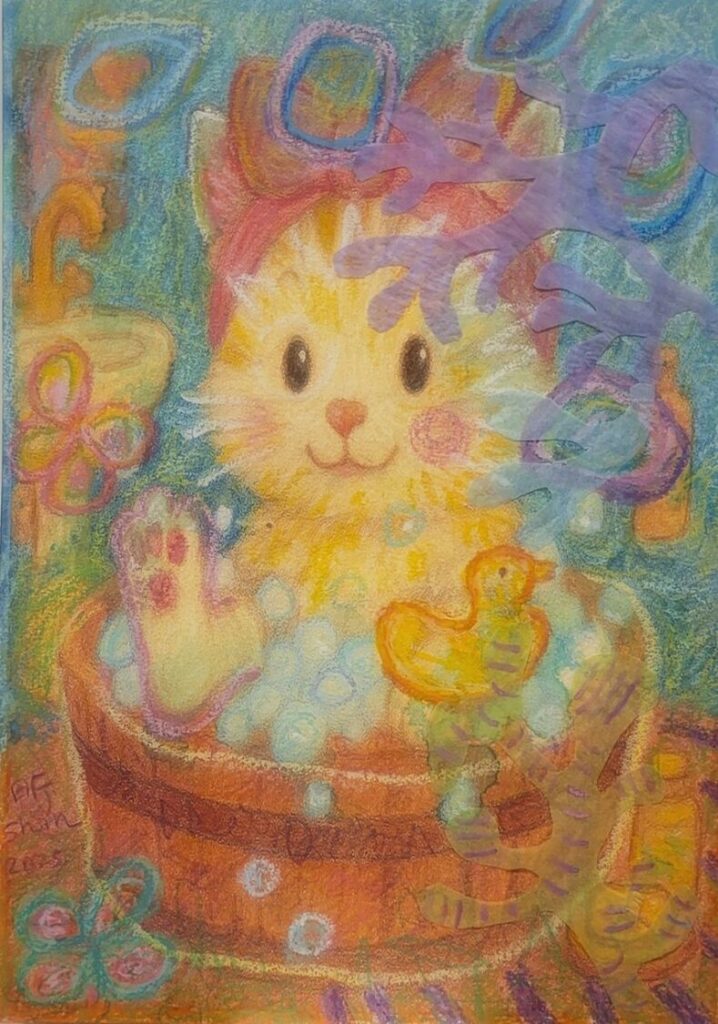 《疼。喜》系列作品，透過貓的象徵語彙，傳達在脆弱之中仍選擇向光前行的生命意志。（圖／主辦單位提供）