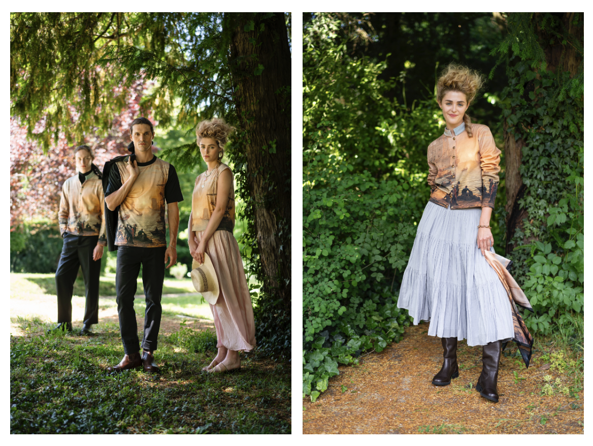 在Louvre膠囊系列中，設計師Agnès特別選擇法國古典主義風景畫家克勞德洛蘭（Claude Gellée）兩幅羅浮宮館藏作品，向這位風景畫大師致。(圖/agnès b. 提供)