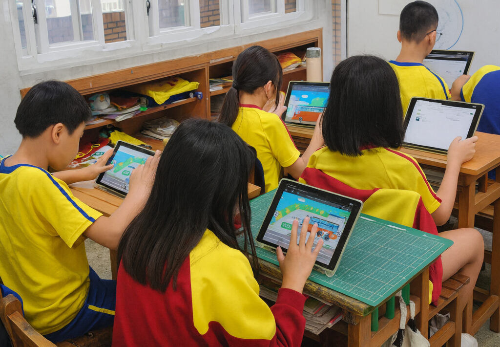 遠通、uTagGo攜手靖娟基金會推動《校外教學安全Go》線上闖關遊戲進校,方便老師、同學使用平板、電腦等數位工具學習道安。(遠通電收提供)