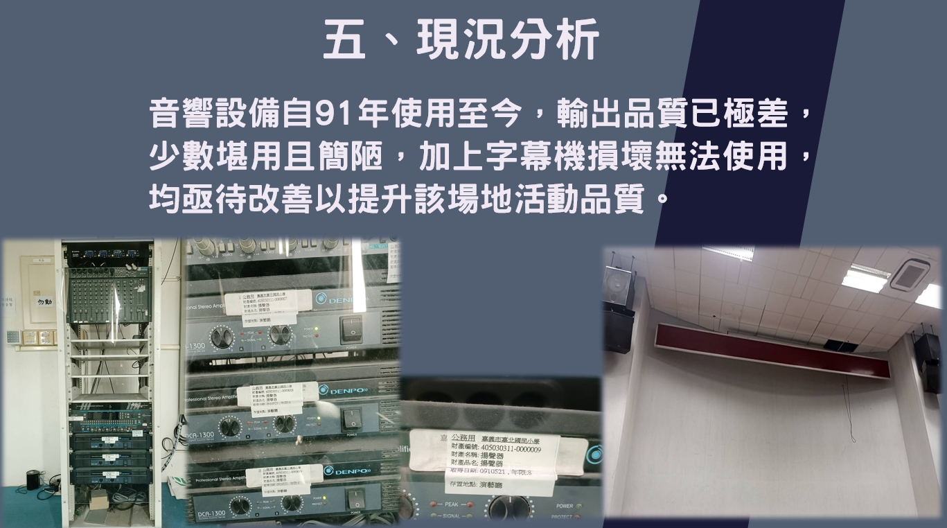 校園音響設備老舊問題是困擾嘉北國小師生的憂慮。(圖／張啓楷國會辦公室)