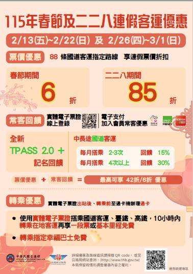 公路局呼籲民眾多加利用客運優惠及省道即時交通資訊App，祝大家馬年幸褔好行通。（圖/記者黃溎芬翻攝）