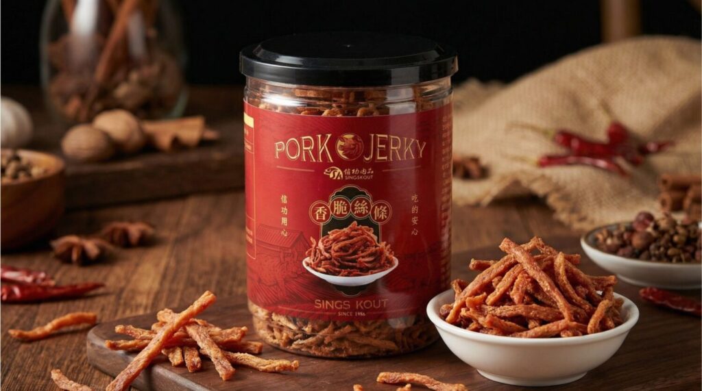 「香脆絲條」從原料選擇到製程工序秉持最高標準，讓顧客都能感受到人情溫暖與真摯心意。(圖／信功肉品提供)