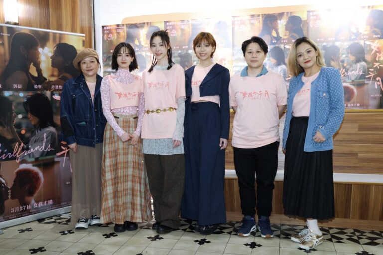 導演徐欣羨(右二)台灣演員韓寧、陳孟琪及澳門新秀劉漪琳及編劇團隊為電影「女孩不平凡」展開宣傳工作。(圖/東哥 攝）