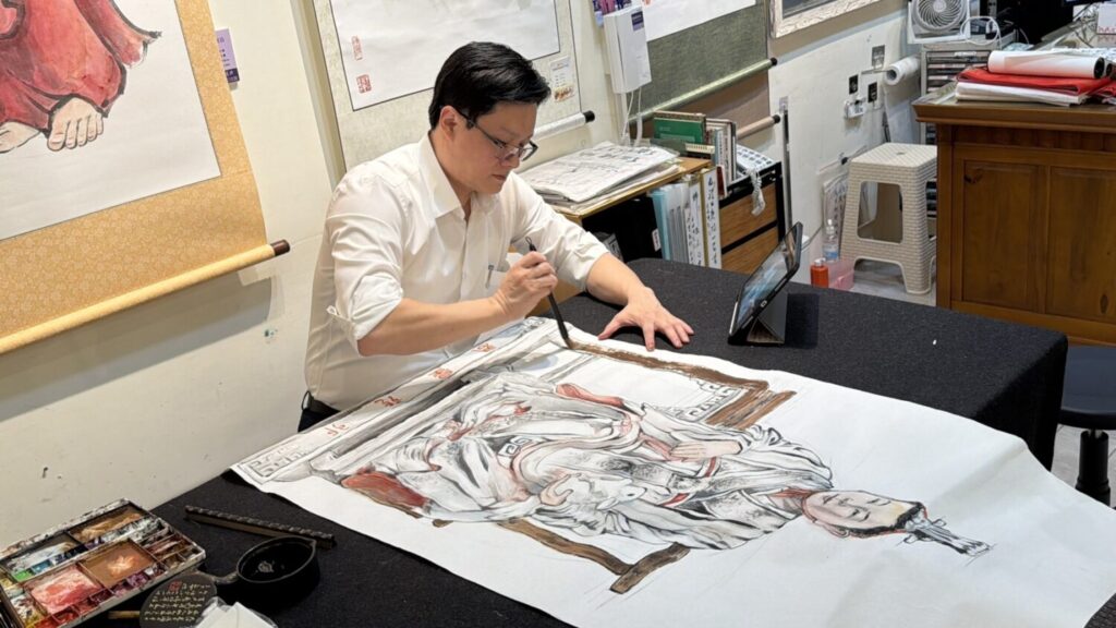 台南市政府副秘書長徐健麟以《一葦渡江圖》榮獲福岡教育委員會賞。(圖／徐健麟)