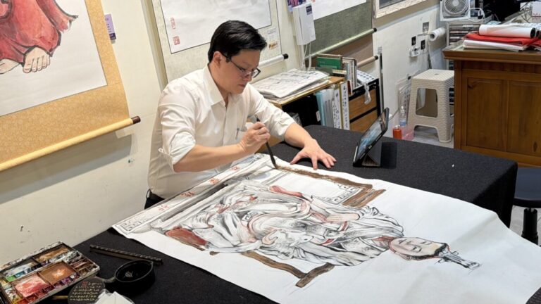 台南市政府副秘書長徐健麟以《一葦渡江圖》榮獲福岡教育委員會賞。(圖／徐健麟)