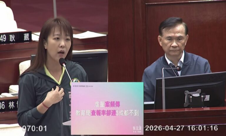台北市議員張文潔指出教育局在師對生不當對待通報、成案與裁罰數據上出現明顯落差。（圖／張文潔辦公室提供）