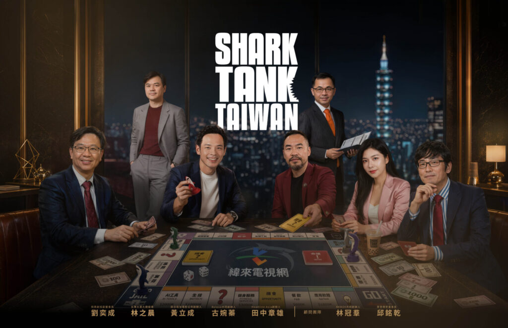由緯來電視網攜手Sony Pictures Television打造的《Shark Tank Taiwan》正式揭曉五位鯊魚陣容，五大領域重量級人物齊聚一堂，被譽為今年財經、娛樂與科技圈最受矚目的年度重磅事件。(圖／業者提供)