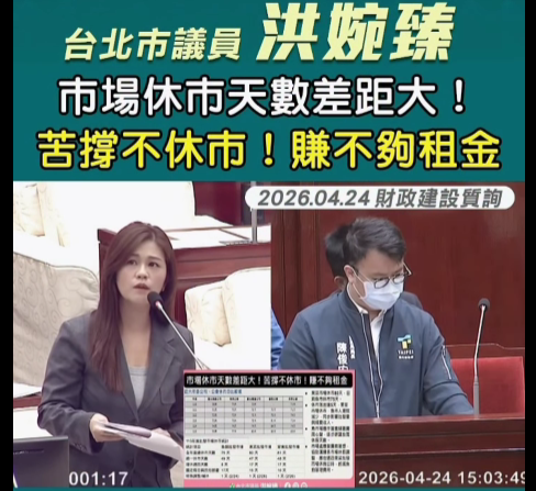 台北市議員洪婉臻成功爭取市場休市日逐步相同。（圖／記者鄭元毓翻攝）