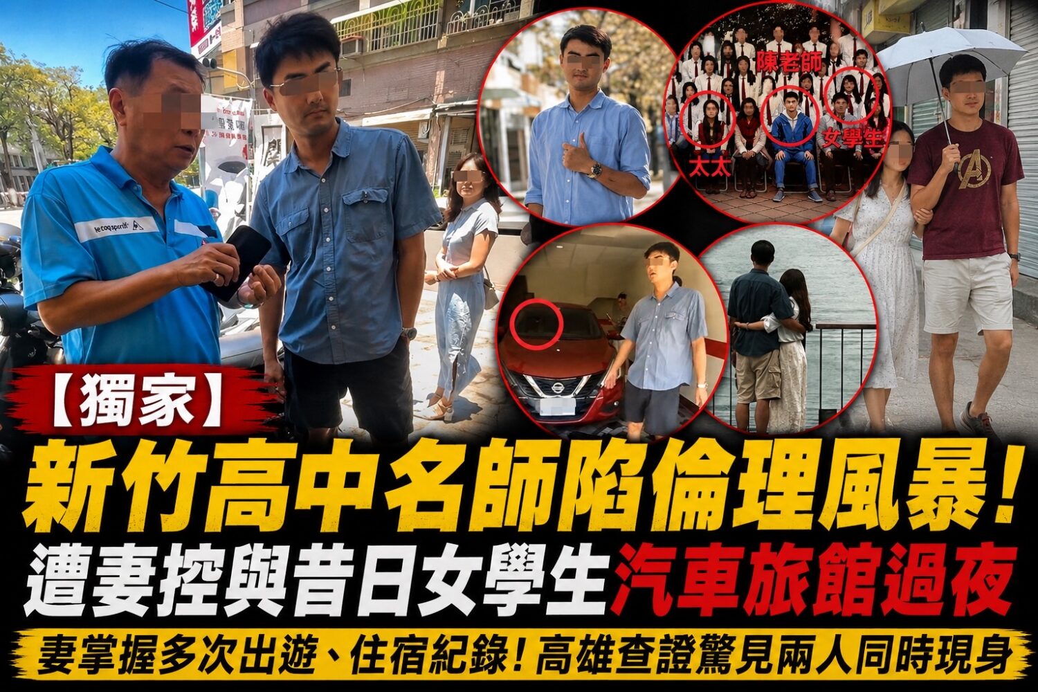 新竹高中名師陷倫理風暴！遭妻控與昔日女學生汽車旅館過夜。（圖/專案小組Ai製作示意圖）