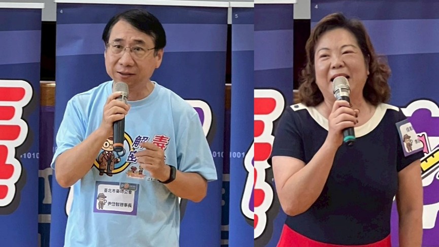 長官於活動正式開始前致詞勉勵,冀盼孩童成為反毒小尖兵,反毒教育更應向下扎根,左為北市藥師公會尹岱智理事長,右為信義國小徐曼理校長。(圖/主辦單位提供)