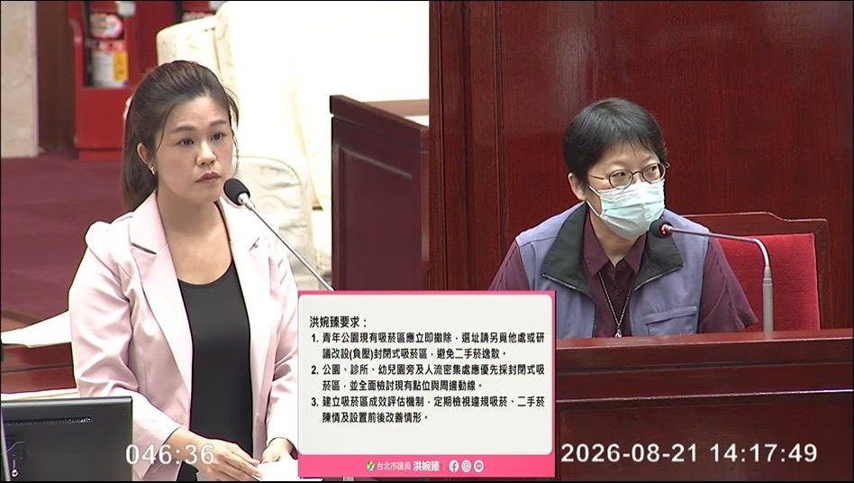 青年公園吸菸區緊鄰兒童遊戲區，洪婉臻批：鴕鳥式禁菸、自欺欺人。（圖／洪婉臻辦公室）