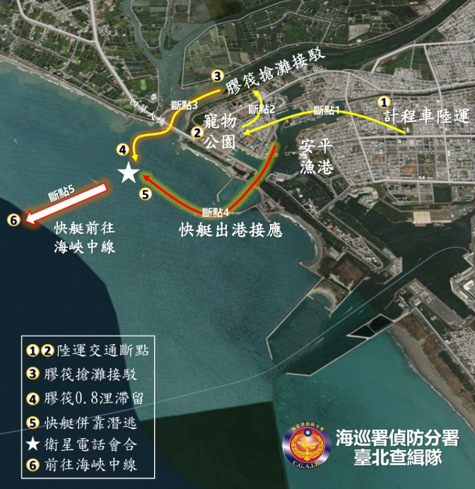 跨境潛逃組織設下六層交通斷點。（圖／海巡署）