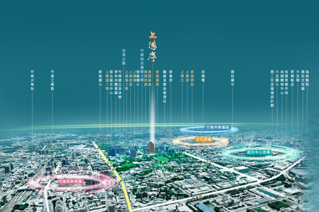 竹南、頭份雙城空拍景觀，區域生活機能逐步串聯，產業與生活發展並進。（圖／業者提供）